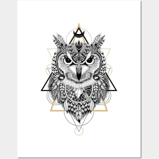 Totem mandala Owl in boho style Posters and Art